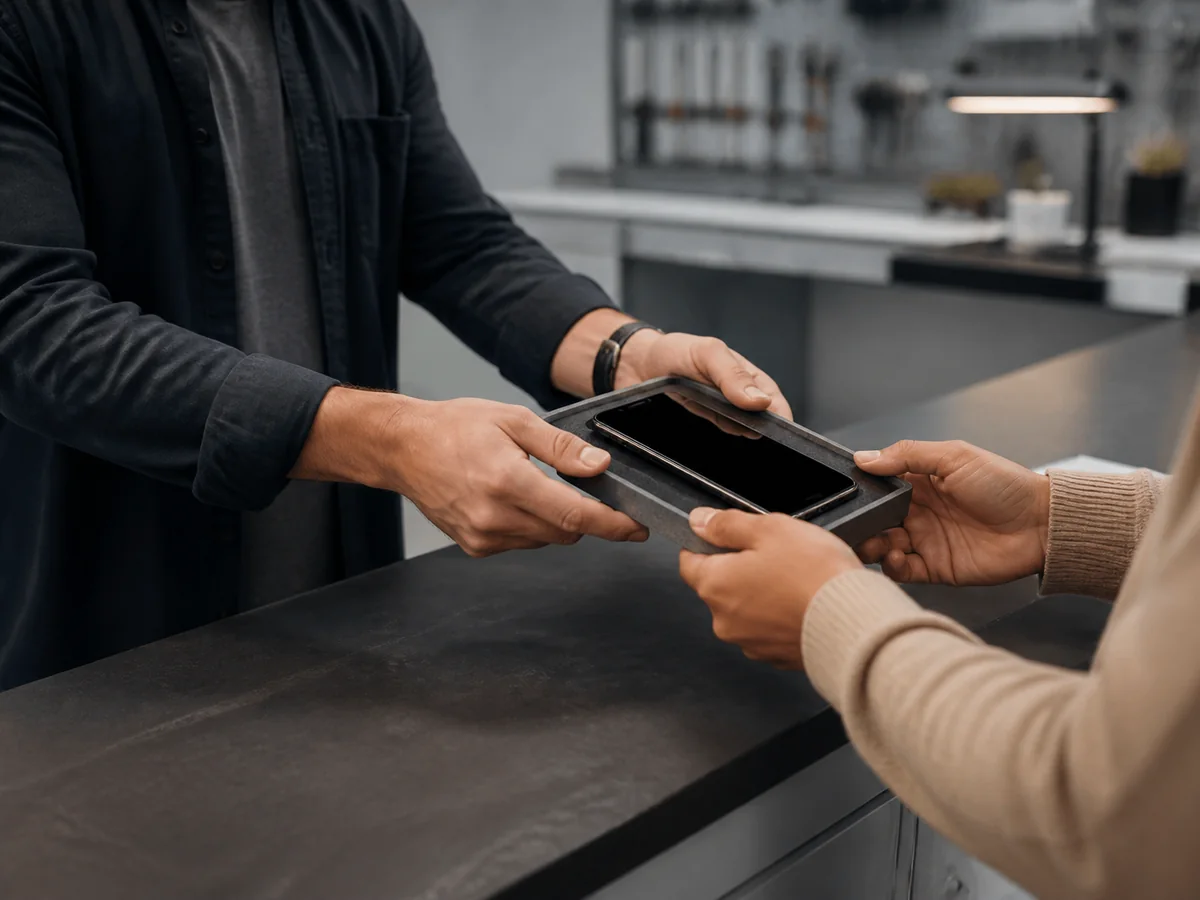 Restitution soignée d’un smartphone réparé au client