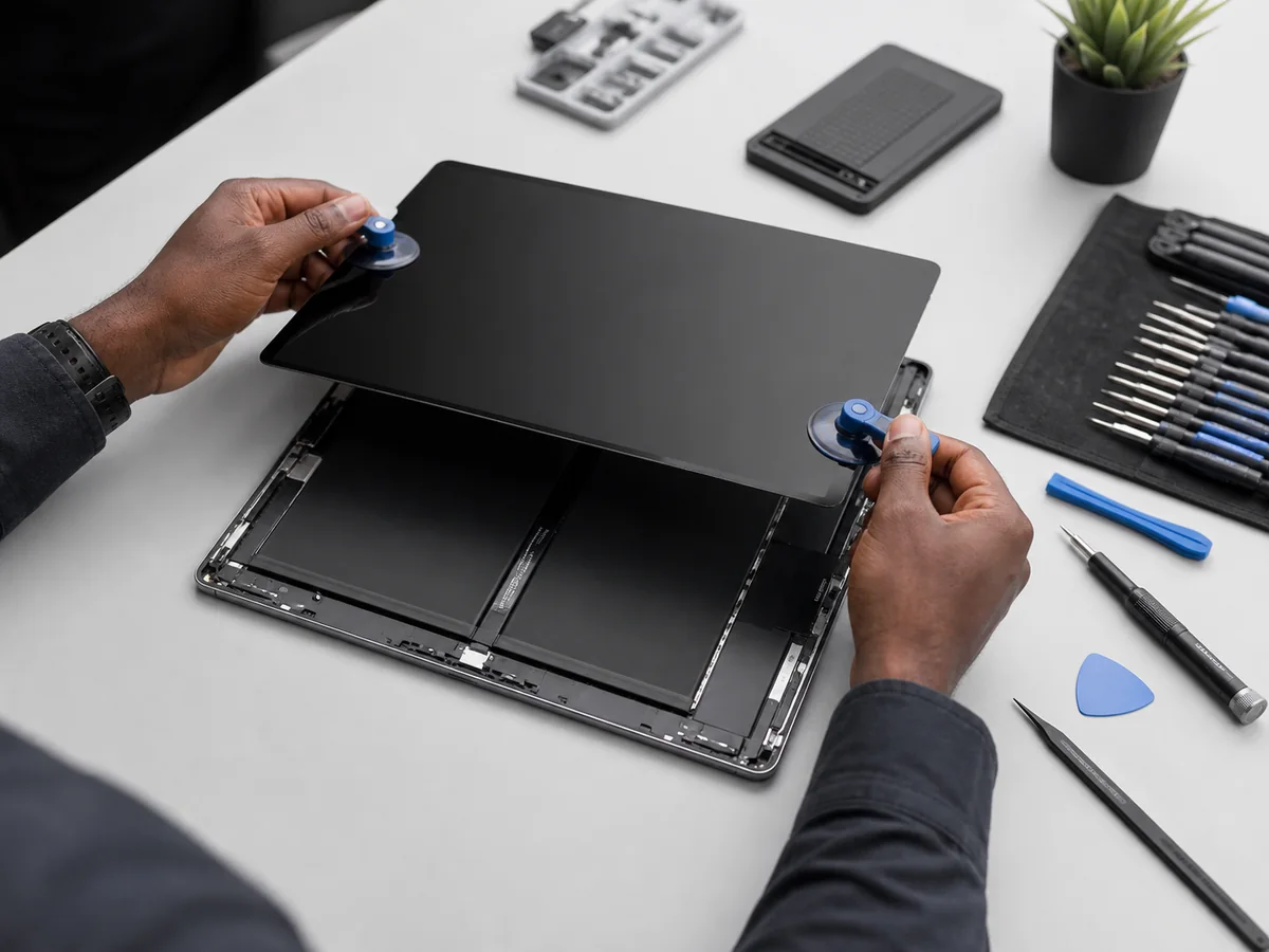Réparation professionnelle d’une tablette en atelier